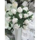 2 Mini Bunches WHITE Flowers Poly Dry Antique Style Roses 